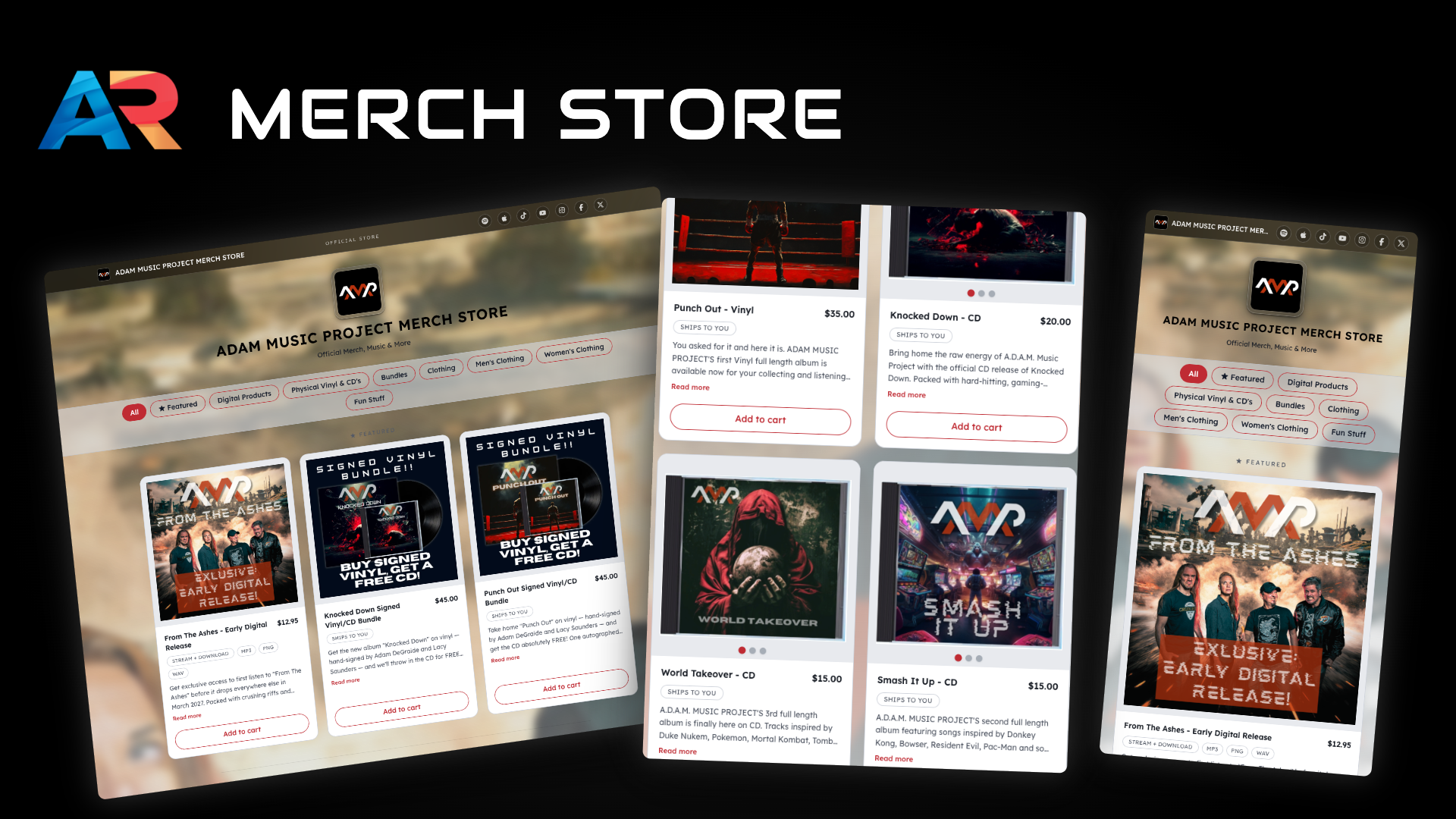 An artist's merch store built with Artist Results